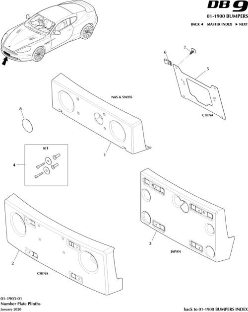 Part Diagram for Aston Martin 708682