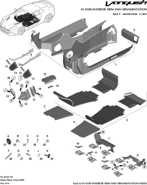 Part Diagram for Aston Martin FD33-100A90-AA