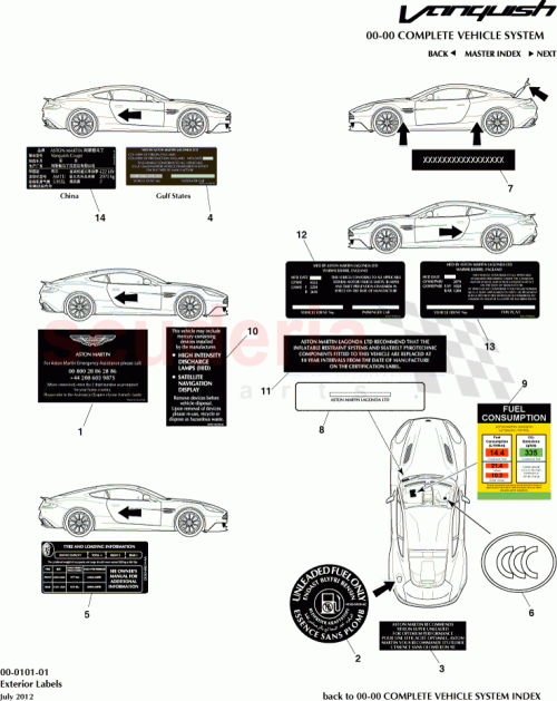 Part Diagram for Aston Martin DD33-69014-CA