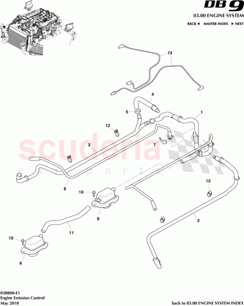 Part Diagram for Aston Martin 4G43-9E498-AA
