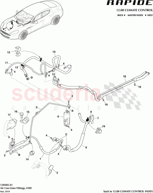 Part Diagram for Aston Martin AD43-19A705-BA