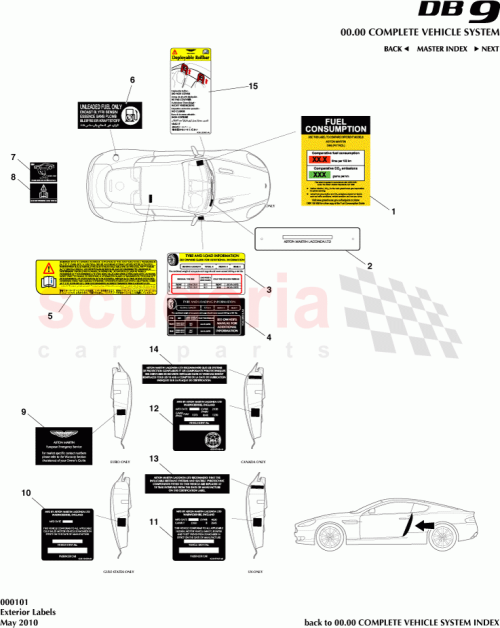 Part Diagram for Aston Martin 4G43-37799-BA