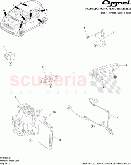 Part Diagram for Aston Martin 89990-74020