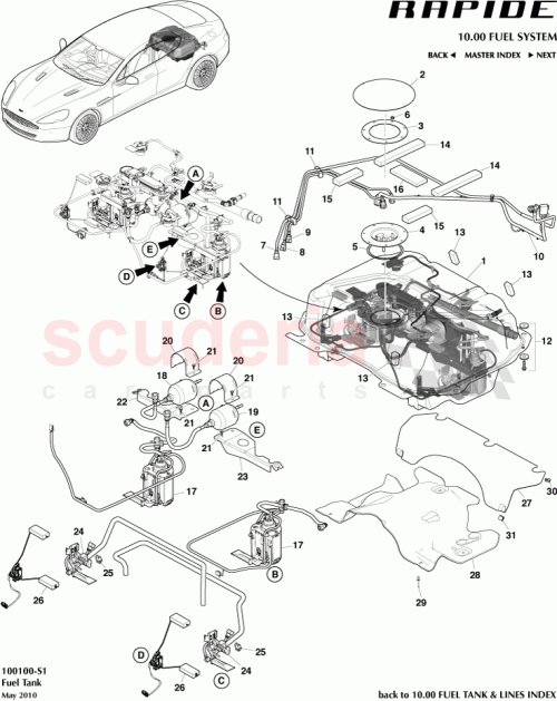 Part Diagram for Aston Martin AD43-P9B154-BA