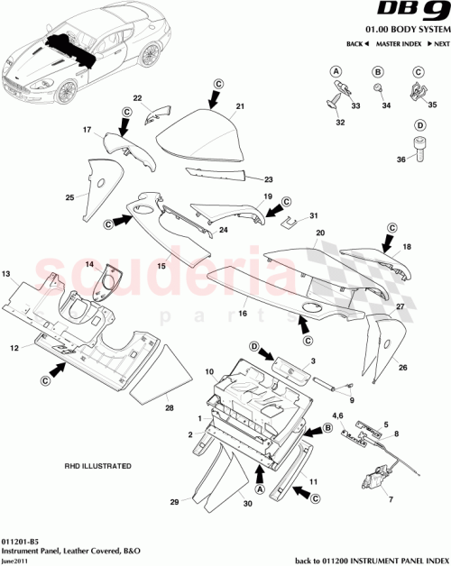 Part Diagram for Aston Martin 9D33-C043C54-BCW