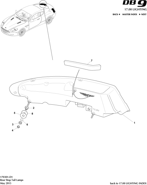 Part Diagram for Aston Martin 8D33-37-10141