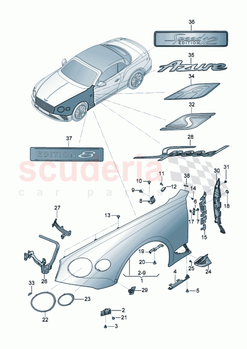 Part Diagram for Bentley 3SD807824B