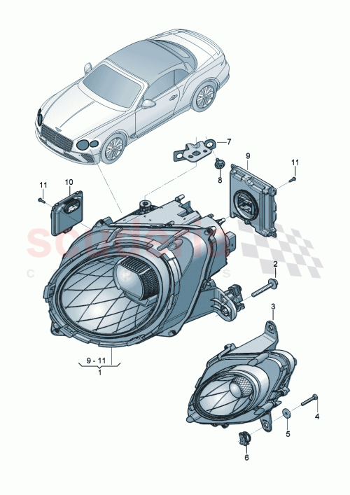 Part Diagram for Bentley 3SD821990B