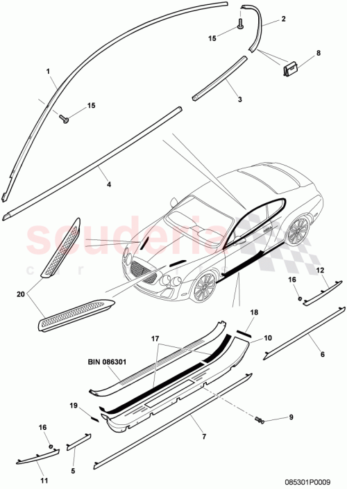 Part Diagram for Bentley 3W8853337B