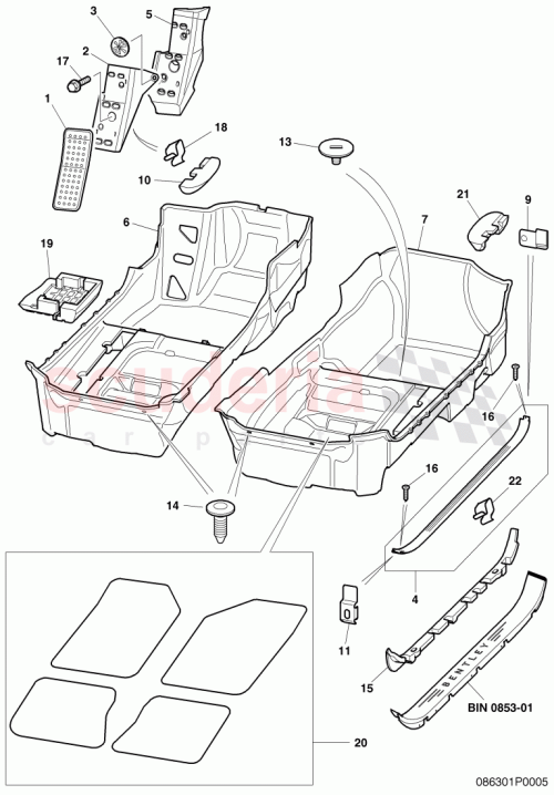 Part Diagram for Bentley 3W1 863 704 AH