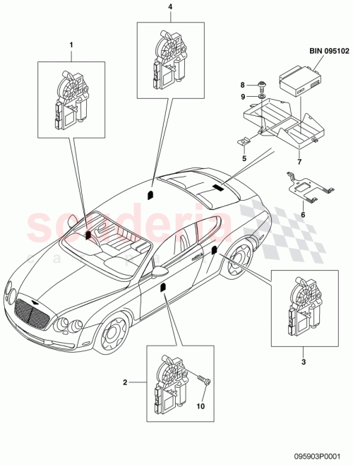 Part Diagram for Bentley 3W8 959 704 A