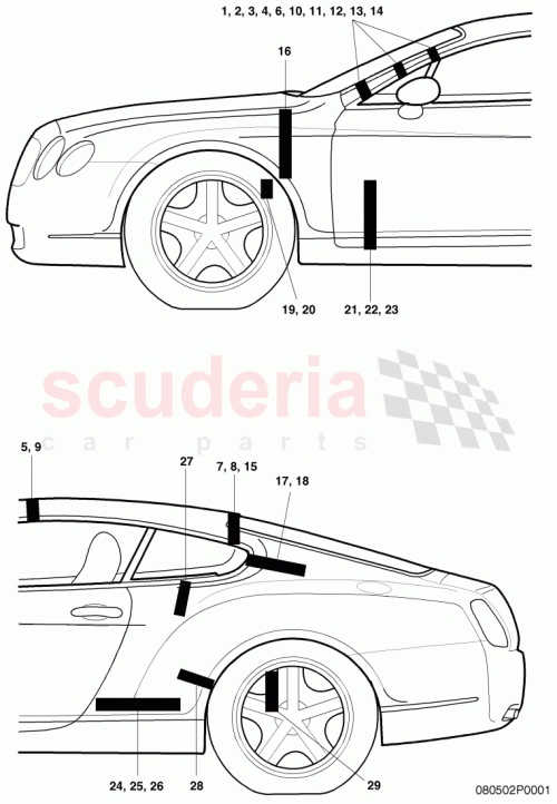 Part Diagram for Bentley 3W8864629A