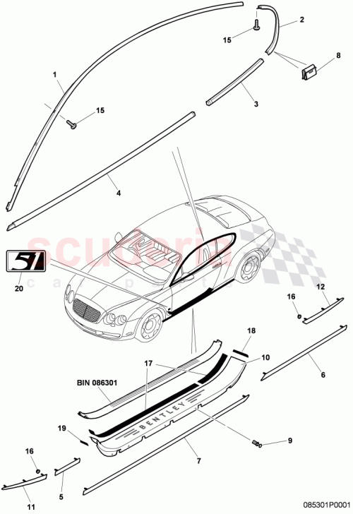 Part Diagram for Bentley 3W8 853 518 T