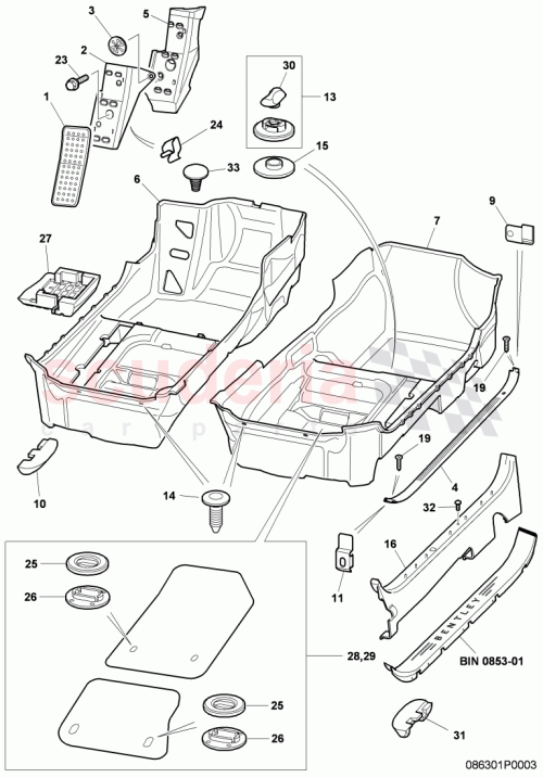 Part Diagram for Bentley 3W2 863 704 K