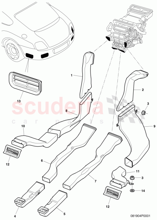 Part Diagram for Bentley 3W0819874C