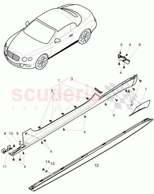 Part Diagram for Bentley 3W7 853 852 H