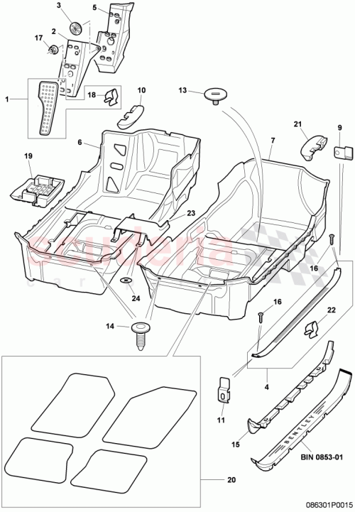 Part Diagram for Bentley 3W2863704AF