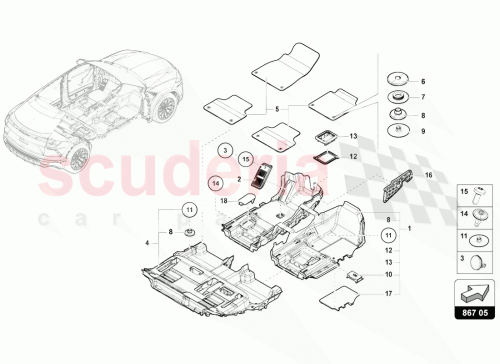 Part Diagram for Lamborghini 4M18641374PK
