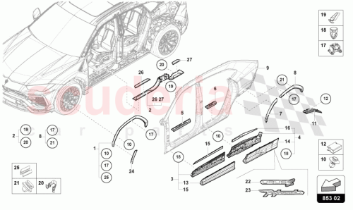 Part Diagram for Lamborghini 4ML854820F