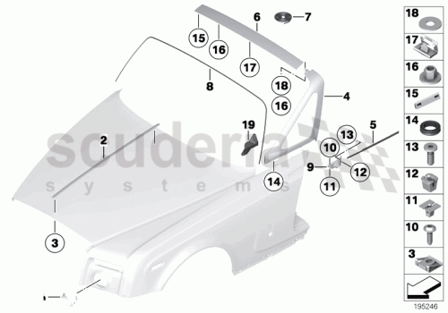 Part Diagram for Rolls Royce 51 11 7166090
